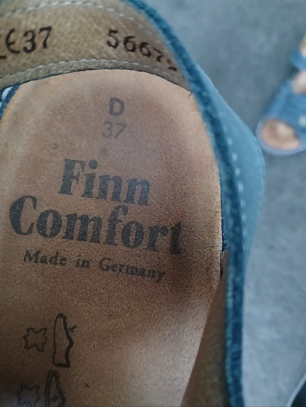 Finn Comfort Kids Navy Leather Adjustable Sandals Size 37.